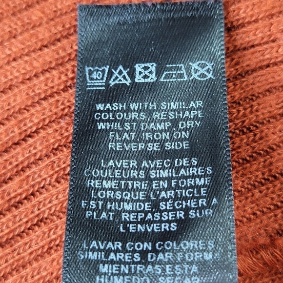 ASOS Midi Ribbed Knit Sweater Dress Size 24 Brown Rust Mock Neck Cut Out Front - Picture 7 of 11